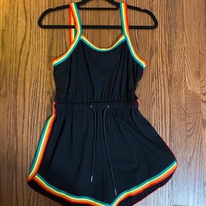 Black rainbow romper